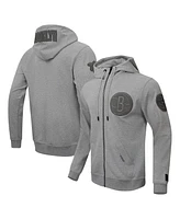 Pro Standard Men's Heather Gray Brooklyn Nets Triple Tonal Dk Full-Zip Hoodie Jacket