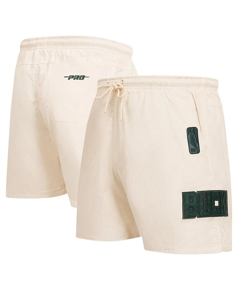 Pro Standard Men's Cream Milwaukee Bucks Triple Tonal Woven Shorts