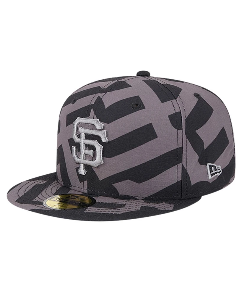 New Era Men's Black San Francisco Giants Logo Fracture 59FIFTY Fitted Hat