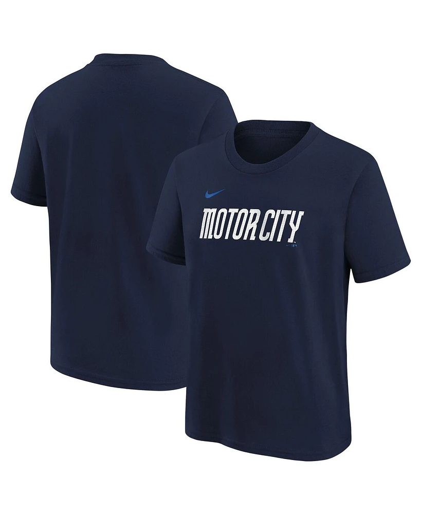 Nike Big Boys and Girls Navy Detroit Tigers 2024 City Connect Wordmark T-Shirt