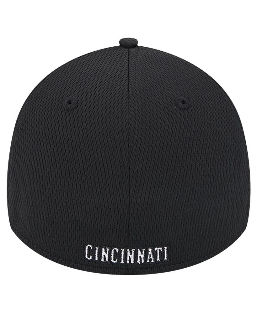 New Era Men's Black Cincinnati Reds Active Dash Mark 39THIRTY Flex Hat