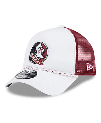 New Era Men's White/Garnet Florida State Seminoles Court Sport Foam A-Frame 9FORTY Adjustable Trucker Hat