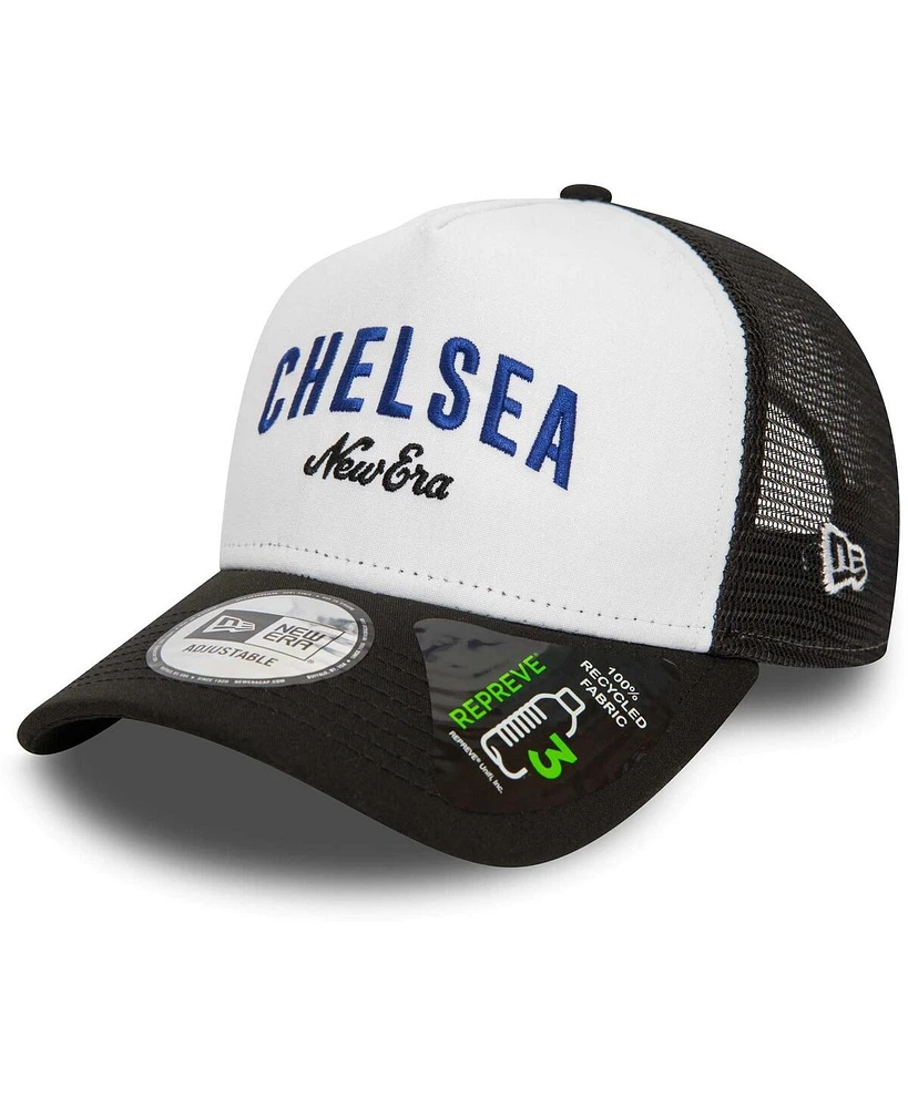 New Era Men's White Chelsea E-Frame Adjustable Trucker Hat