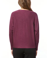 Melissa Paige Women's Ribbed Block-Stitch Dolman-Sleeve Sweater