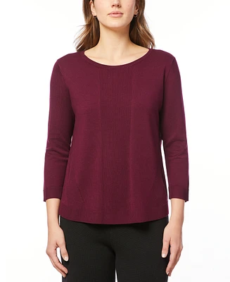 Melissa Paige Women's Boat-Neck, Ribbed-Detail 3/4-Sleeve Sweater, Regular & Petites