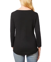 Melissa Paige Women's Boat-Neck, Ribbed-Detail 3/4-Sleeve Sweater