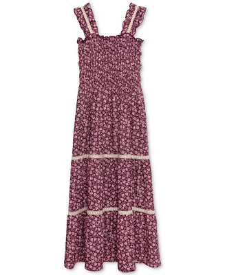 Speechless Big Girls Floral-Print Lace-Trimmed Maxi Dress