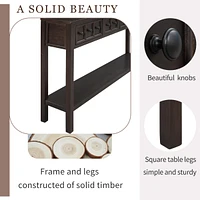 60" Rustic Console Table with Drawers & Shelf