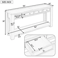 Console Table/Sofa Table With Storage Drawers And Bottom Shelf For Entryway Hallway