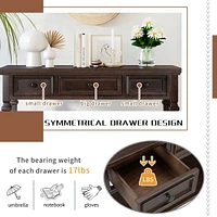 Classic Retro Style Console Table With Three Top Drawers And Open Style Bottom Shelf