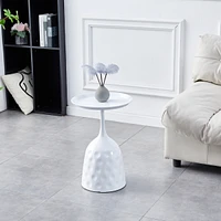 Streamdale Furniture White Wine Cup Metal Side Table, Small Sofa Table, Round White Nightstand