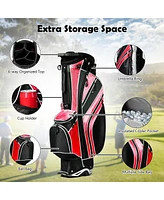 Golf Stand Cart Bag with 6-Way Divider Carry Pockets