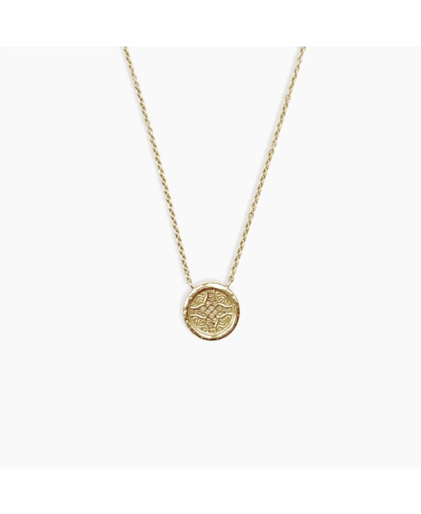 sanctuaire Round Rosette Medallion Necklace 14K Solid Gold