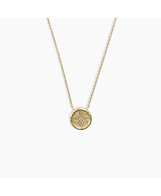 sanctuaire Round Rosette Medallion Necklace 14K Solid Gold