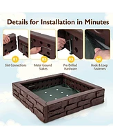 Sugift 2-In-1 Hdpe Kids Sandbox with Cover and Bottom Liner