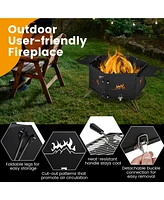 Costway Portable Charcoal Grill Stove with 360° Rotatable Grill Foldable Body & Legs