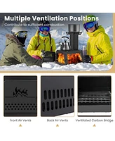 Costway Portable Wood Burning Stove Wood Camping Stove Heater with 2 Cooking Positions
