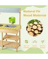 Outdoor Mud Kitchen Set, Outdoor Play Kitchen Set with Removable Water Box