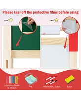 3-in-1 Kids Art Easel Double-Sided Wooden Adjustable Magnetic Drawing Board