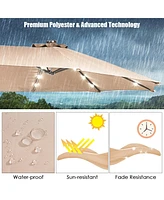15Ft Patio Double-Sided Solar Led Market Umbrella Crank Base