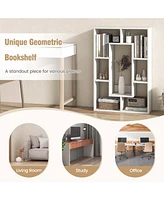 Costway 7-Cube Geometric Bookshelf with Anti-Toppling Device Modern Open Bookcase