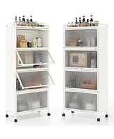 Costway 5-Tier Kitchen Baker's Rack Storage Cabinet Mobile Microwave Stand Flip-up Doors