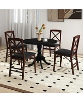 4-Person Dining Table Wooden Kitchen with Solid Rubber Wood Frame for