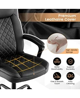 Costway Adjustable Office Desk Chair Ergonomic Executive Chair with Padded Headrest Armrest