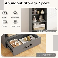 4-Tier Bookcase 48'' Display Bookshelf Storage Organizer with Shelves & Drawer