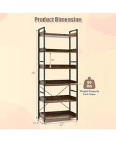 Costway 6-Tier Bookshelf Open Display Shelves Storage Rack Metal Frame