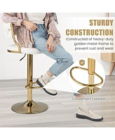 Swivel Velvet Bar Stools Set of 2 Upholstered Adjustable with Woven Backrest