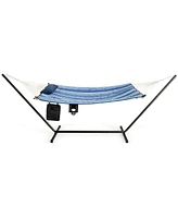 Gymax Swing Hammock Chair Set Hanging Bed w/ Heavy-Duty Steel Stand Cup Holder