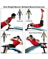 Costway Folding Weight Bench Adjustable Sit-up Board Curved Decline Bench