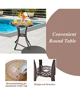 Costway 3PCS Patio Bistro Set Round Table Chairs All Weather Cast Aluminum Yard