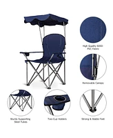 Costway Portable Folding Beach Canopy Chair W/ Cup Holders Bag