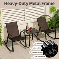 Costway 2pcs Patio Rocking Chair Heavy-Duty Metal Rocker Outdoor Anti-Slip