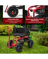 Costway Rolling Garden Cart Height Adjustable Scooter with Swivel Seat & Tool Storage