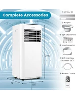 Costway 8000 Btu Portable Air Conditioner 3-in-1 Ac Unit with Cool Fan Dehum Sleep Mode