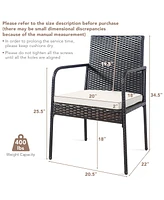 4PCS Patio Wicker Rattan Dining Chairs Cushioned Seats Armrest Garden