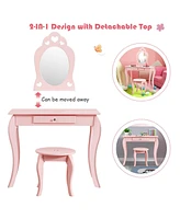 Costway Kids Vanity Set Princess Makeup Dressing Play Table