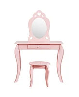 Costway Kids Vanity Set Princess Makeup Dressing Play Table