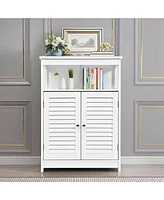 Costway Bathroom Wood Storage Cabinet w/ Double Shutter Door