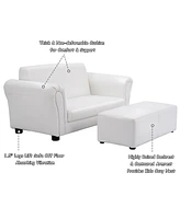 Costway White Kids Sofa Armrest Chair Couch Lounge Birthday Gift