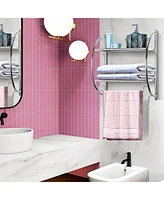 Costway 2 Tier Wall Mount Shower Organizer Toilet Bathroom Storage Rack Holder Towel Bar