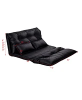 Costway Pu Leather Foldable Modern Leisure Floor Sofa Bed Video Gaming