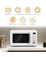 0.7Cu.ft Retro Countertop Microwave Oven 700W Led Display Glass Turntable