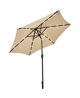 9' Solar Led Lighted Patio Market Umbrella Tilt Adjustment Crank Lift