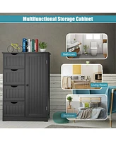 Costway 4 Drawer Freestanding Bathroom Floor Cabinet Adjustable Storage Cupboard