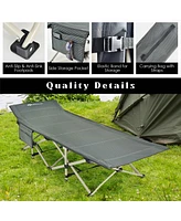 Costway Wide Foldable Camping Cot Heavy-Duty Steel Indoor & Outdoor Sleeping Cot