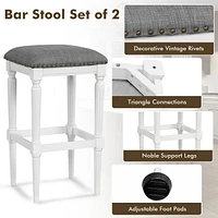 Costway 3 Heights Saddle Stool Set of 2 Square Kitchen Island Stool with Footrests